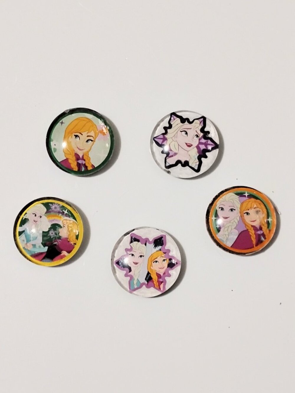 5 Pc Lot Fun Disney Inspired FROZEN 1 Inch Glass Domed Fridge MAGNETS